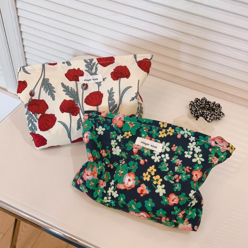 Большая вместительная винтажная косметичка с цветочным принтом, косметичка для хранения для женщин и девочек, дорожный органайзер, сумка для туалетных принадлежностей, косметичка для стирки