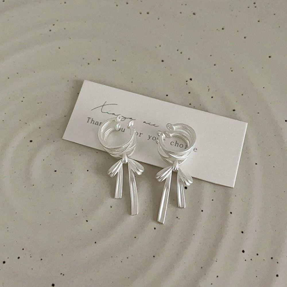 Non-piercing Lacing Bow Ear Cuffs Y2K Bow Earrings Trendy Balletcore Ribbon Ear Cuff  Gift