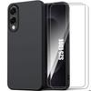 Protective Case - BOOLING - for Samsung Galaxy S25 Edge - Shockproof Silicone - 2 Tempered Glass - Black