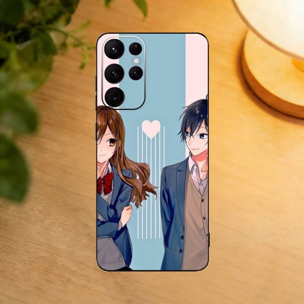 Чехол для телефона Horimiya Хори и Миямура для Samsung S25,24,23,22,30,21,10,9,Ultra,Plus,Lite Мягкий черный чехол