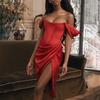 Plus Size Draped Satin Corset Dresses Bodycon Party Night Club Off Shoulder Gown Elegant Backless Dress Birthday