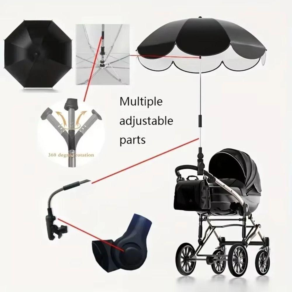 Adjustable Baby Stroller Folding Umbrella 360° Pushchair Canopy  Stroller Accessories