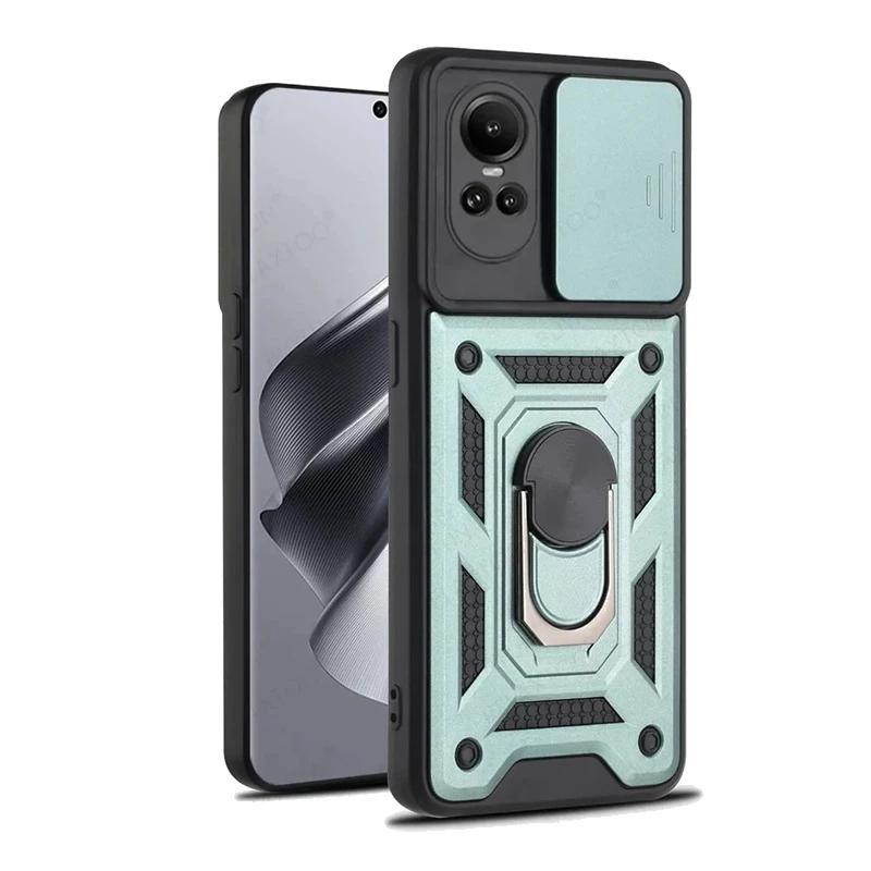 Бронированный чехол для OPPO Reno 10 5G Reno10 Pro Reno 8T 7 6 5 4 Lite, защитный чехол для объектива с кольцом, магнитный держатель, чехлы