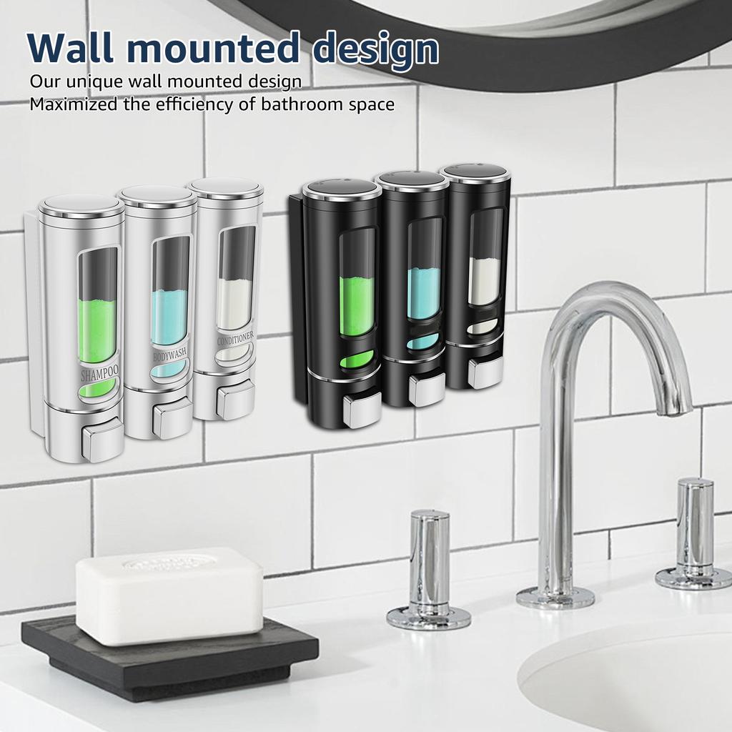 3 Chamber Shampoo Dispenser Refillable Liquid Soap Dispenser Wall Mounted Bottle Bathroom Containers  for Shower Home Hotel SPA