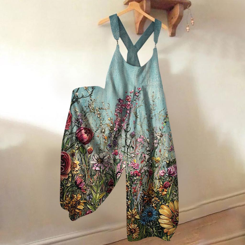 Women's Loose Casual One-piece Summer Floral Print Jumpsuit