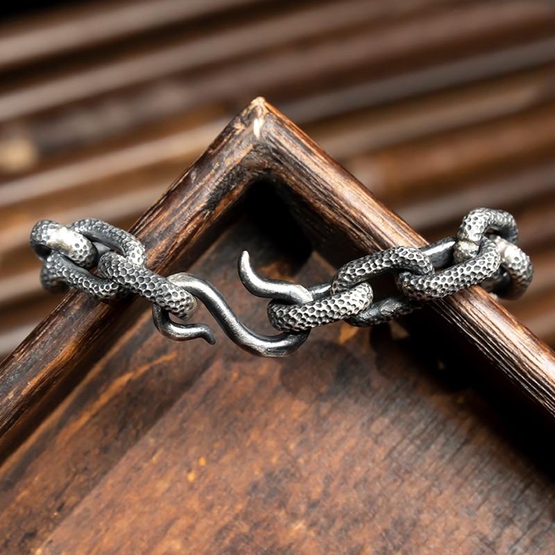 Таиланд, Чиангмай, серебряный браслет ручной работы с перьями, мужской модный ретро-модный тренд, нишевый дизайн, мужские ювелирные аксессуары