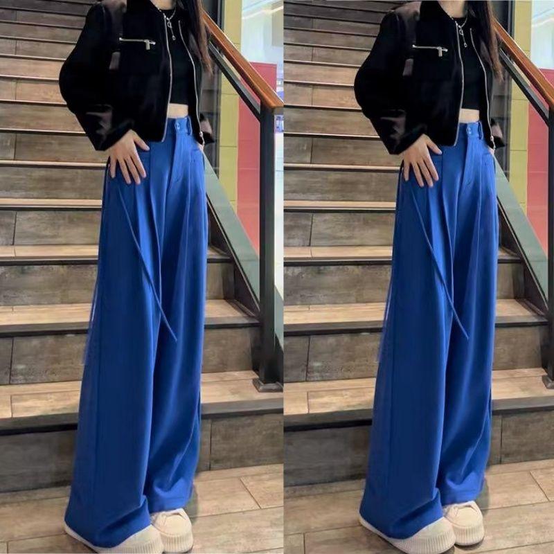 Женские весенне-летние брюки с высокой талией и широкими штанинами | Стильные повседневные спортивные брюки прямого кроя | Универсальные брюки-платье в пол