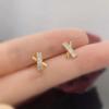 S925 Sterling Silver Inlaid Zircon Cross Stud Earrings for Women Niche Design All Match Fashion Earrings Women