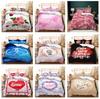 3D Printed Romantic Love Bedding Set, Couple Valentine's Day Down Duvet Cover and Pillowcase 2/3pc King Queen Bed All Sizes Duvet Cover Set