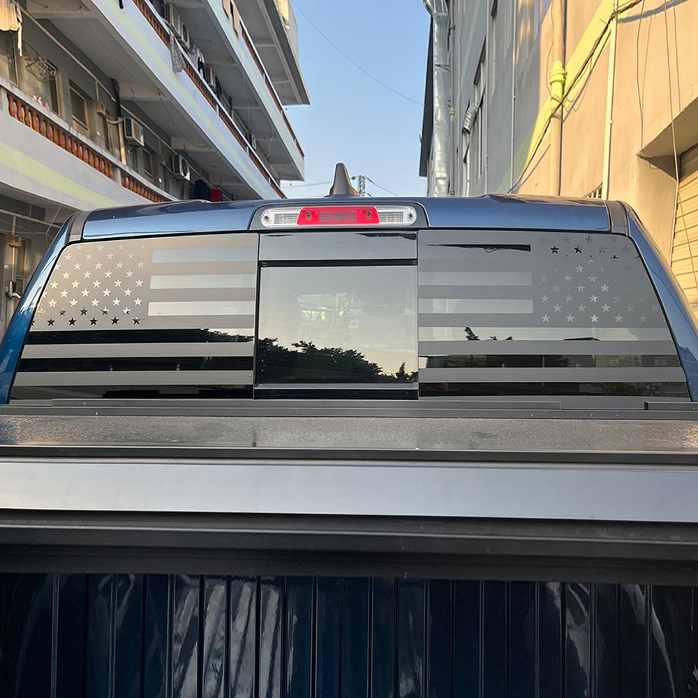 BII1 for Dodge Ram 2009-2025 Car Rear Window Stickers Back Windshield Glass Decal USA Flag PVC Cover Trim Exterior Accessories