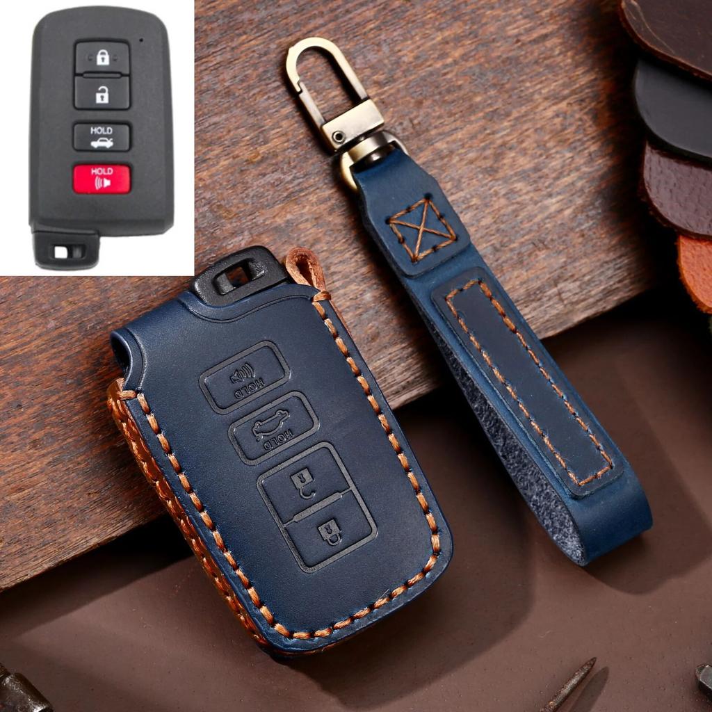 Кожаный чехол для ключей от машины для Toyota Camry Corolla RAV4 Highlander Avalon 2015-2017, защитный чехол с умным управлением, держатель