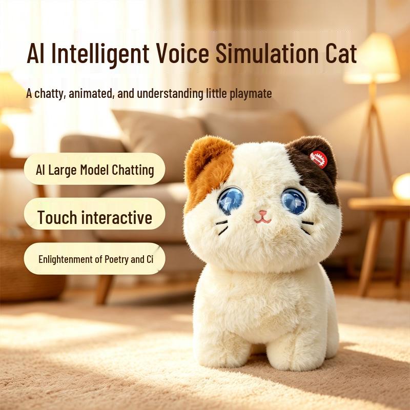 Робот-эмоциональный компаньон CrossAI Calico Cat - Интерактивная игрушка с ИИ для детей