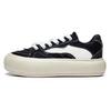 Li Ning Fabric Puff Platform Low Top Sports Casual Shoes Women Sneakers Black White AZGT026-5