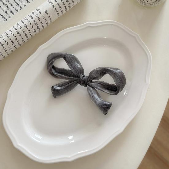 Girl Hairpin Pearlescent Luster Bowknot Decor Non-Slip Design Bangs Side Half-Tied Hair Clip Hair Accessories
