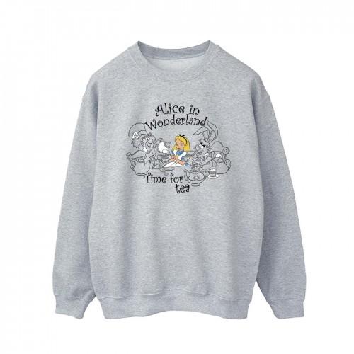 Disney Mens Alice In Wonderland Time For Tea Sweatshirt