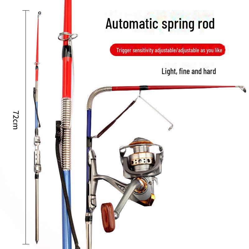 New Automatic Long-Distance Self-Elastic Sea Fishing Rod with Ground-Inserted Spring Mechanism
