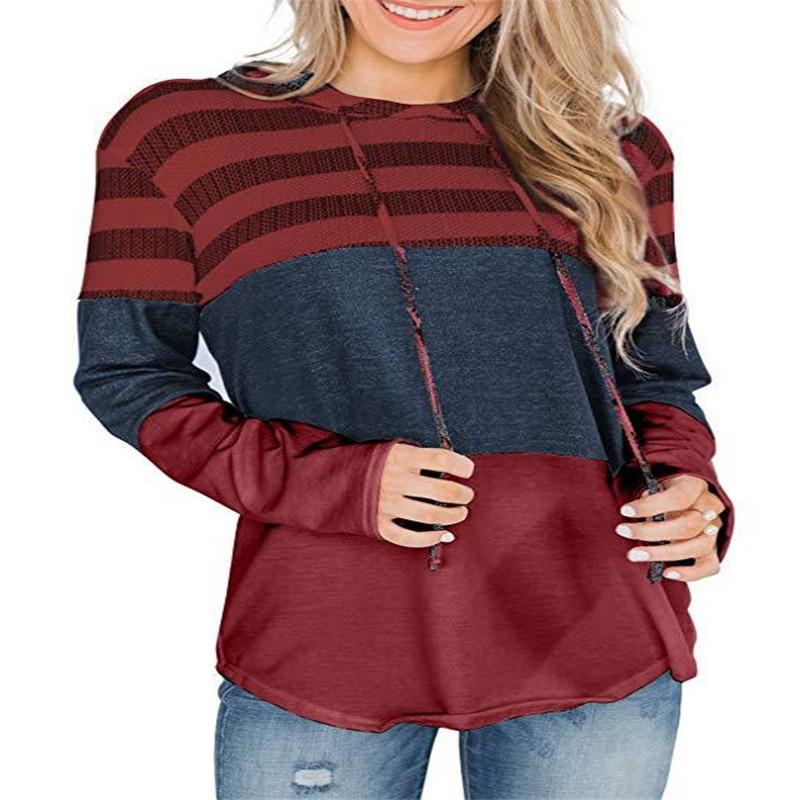 Свободная толстовка-худи с цветовыми блоками и длинными рукавами для женщин