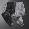 Men's Winter Plus Velvet Thick Sports Pants - Heavyweight, Loose Fit, Knitted Gray Sweatpants, Large Size Casual Autumn Wear