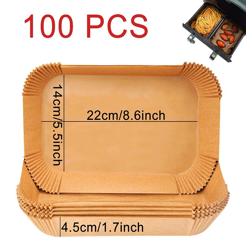 Rectangle Disposable Air Fryer Paper Non-Stick Kitchen Baking Airfryer Mat Oilproof Barbecue Pad Baking Paper Liner Accessories