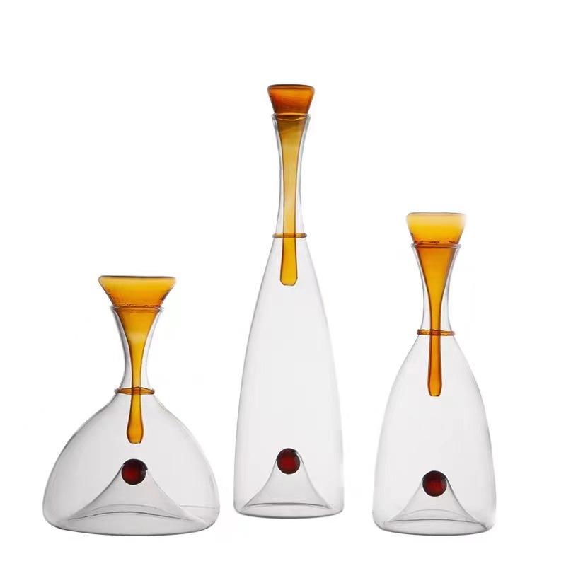 Простой и прозрачный стеклянный графин для ресторана, винный шкаф, украшение для художественных промыслов, семейный бар, свадебный винный набор для вечеринки