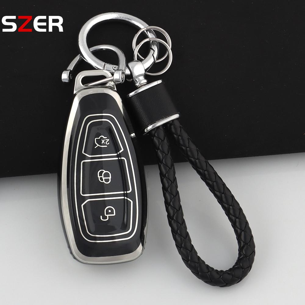 Новый чехол-брелок из ТПУ для автомобильного ключа-пульта Ford Fiesta Focus 3 4 Mondeo Ecosport Kuga Focus C-Max St Escape Держатель для брелока
