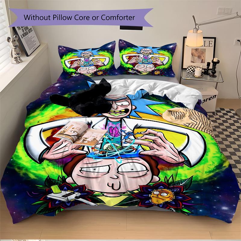 Rick Morty Adventure Print 3Pcs Bedding Setduvet Cover With 2 Bedropillowcase Home Birthday Gift