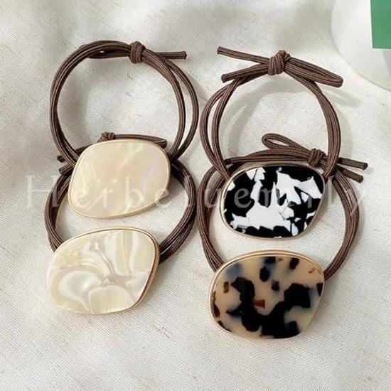Herbeluemily Hair Tie Rubber Simple Accessory Elegant Charm Decorated (Shell Beige) HM-0093-R03-A