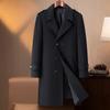 FAPAI Men's Loose Double-Breasted Wool & Silk Blend Winter Coat