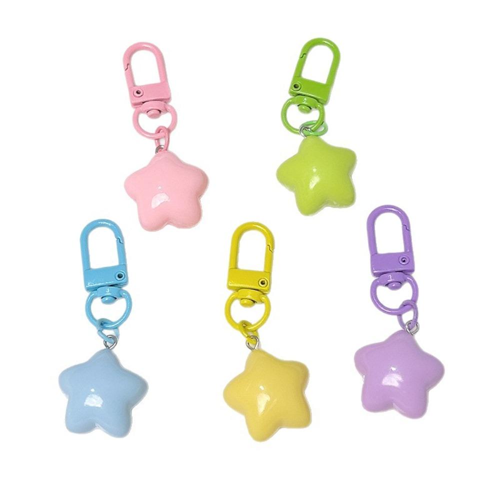 5pcs Resin Chubby Star Keychain noctilucent Backpack Pendant Friendship Stars Keychain Girls Gifts