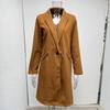 Lapel Autumn Winter Woolen Coat Women Outerwear Solid Color mid-length