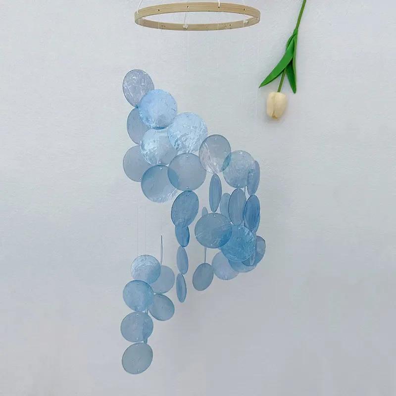 Colorful Shell Wind Chimes Outdoor Holiday Gift Capiz Shell Homestay Wall Hanging Memorial Wind Chimes Garden Ornaments