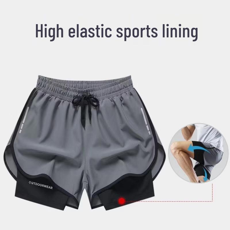 Men's Quick-Dry Swim Trunks: Flat-Leg, Double-Layer, Anti-Exposure Shorts