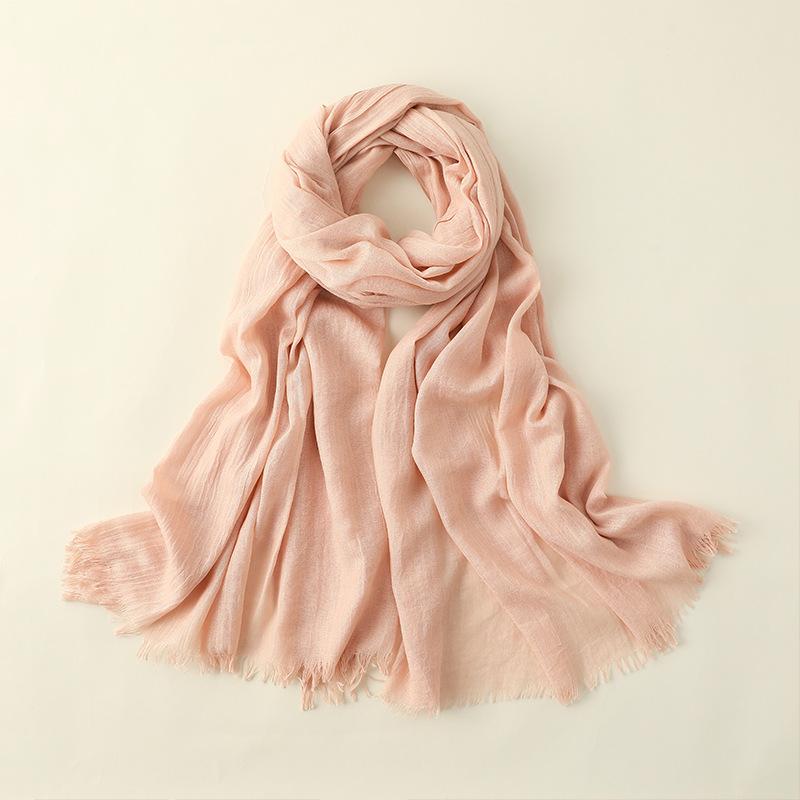 Spring And Summer Silk Scarves Women'S Fashion Sunscreen Sunshade Beach Large Long Scarves Solid Color Cotton And Linen Silk Scarves Scarves