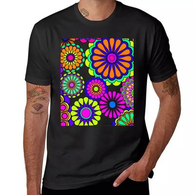 Flower Power Retro Style Hippy Flowers T-Shirt Cute Tops Funnys Sweat Mens Graphic T-shirts Funny