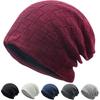 [MECOLO] вязаная шапка мужская женская осенне-зимняя шапка вязаная шапка Сохранение тепла Защита от холода Однотонная шапка большого размера теплая мягкая хлопковая велосипедная шапка