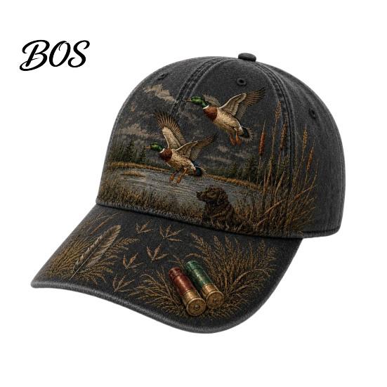 High Definition Printed Hat Vintage Hunting Baseball Cap, Duck Dog Pattern Hat, Breathable Moisture Soft Wicking Sport Cap Adjustable for Outdoor