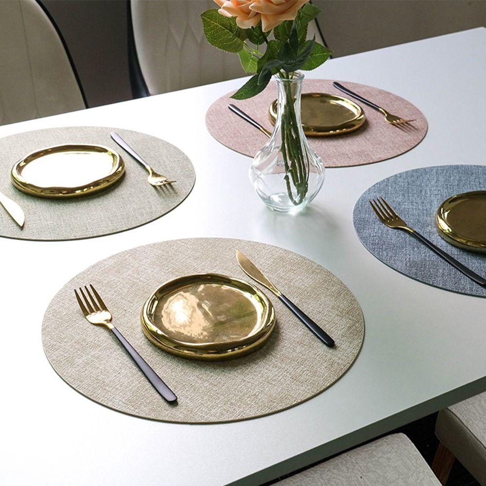 Oil-proof PVC Table Mat 33cm Large Round Placemat Non-Slip Washable Cup Mat Hotel