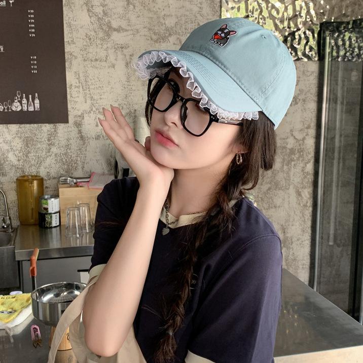 Dopamine Cartoon Small Animal Lace Cowboy Baseball Cap Female Cap Showing Face Small Versatile Hat