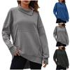 Womens Zipper Turtleneck Sweatshirt Oversized Casual Solid Color Long Sleeve Pullovers Lightweight Loose Tunic Tops