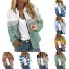 Women's Fashionable Casual Long Sleeve  Print Round Neck Zipper Jacket
