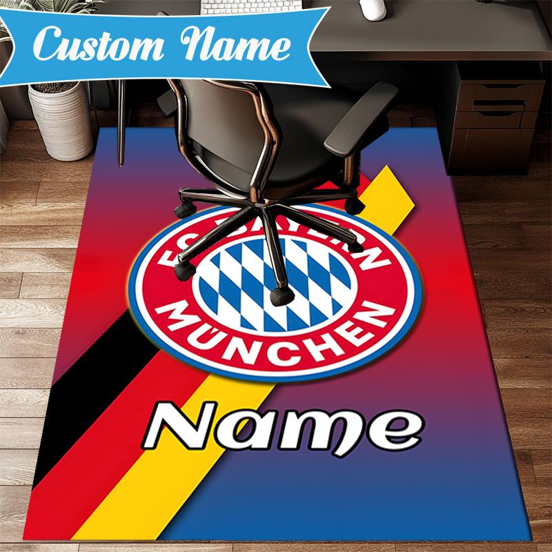 Custom Name Bayern Munich Crest Art Rug Game Carpet, Floor Mat for Bedroom Living Room Entryway Rug, Home Decor Idea Gift for Christmas birthday