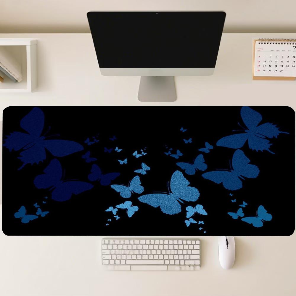 Glowing Blue Butterfly Fantasy Mouse Pad Smooth Thick Rubber Keyboard Desk Mat For Gaming Laptop Computer Desktop Peripherals