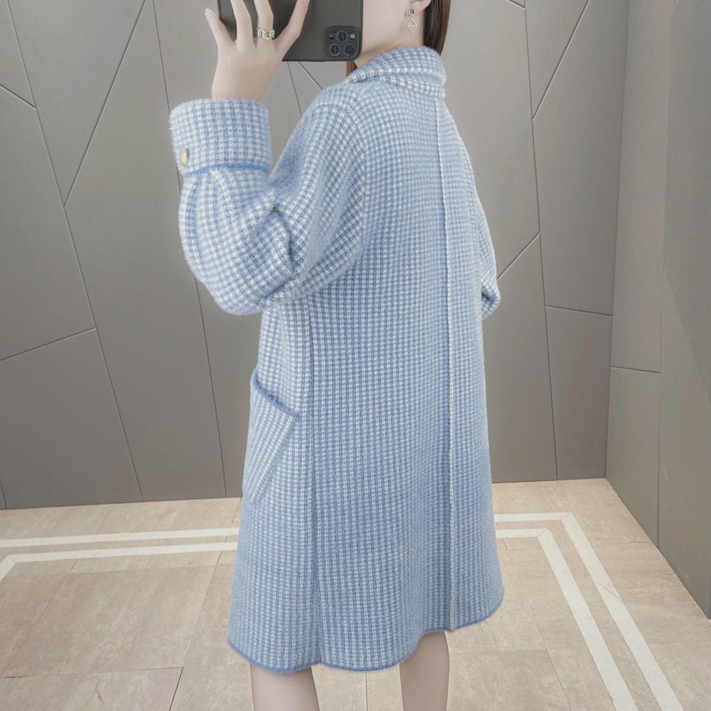 Autumn Winter Coat Female New Korean Knitted Cardigan Loose Medium Long Wool Sweater