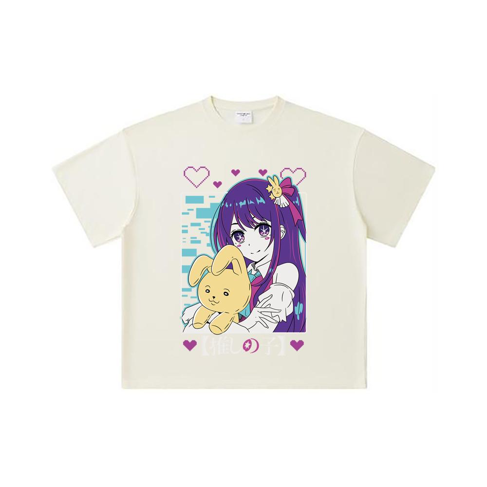 260 GSM Double Yarn 32 Count 100% Cotton Oshi No Ko V3 Print Unisex Heavy Cotton T Shirt… More
