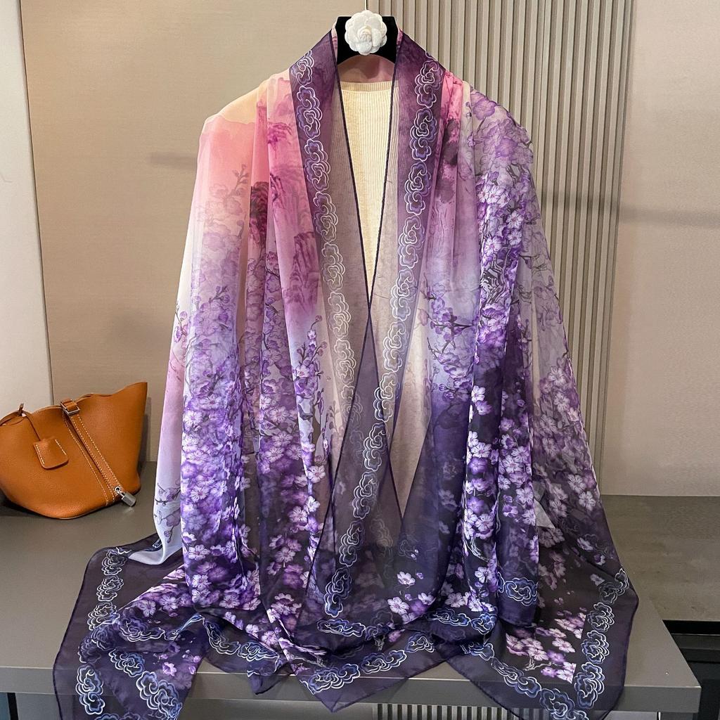 180*135cm Summer Silk Scarf Women Outdoor Shawl Bandanna Foulard Female Beach Fashion Luxury Oversized Shawl Head Hijab Wrap