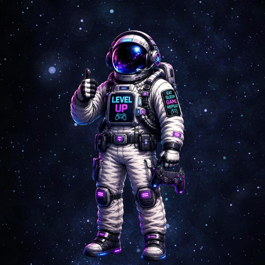 Cyberpunk Gamer Astronaut PNG Bundle | Neon Space Clipart (Digital Download)