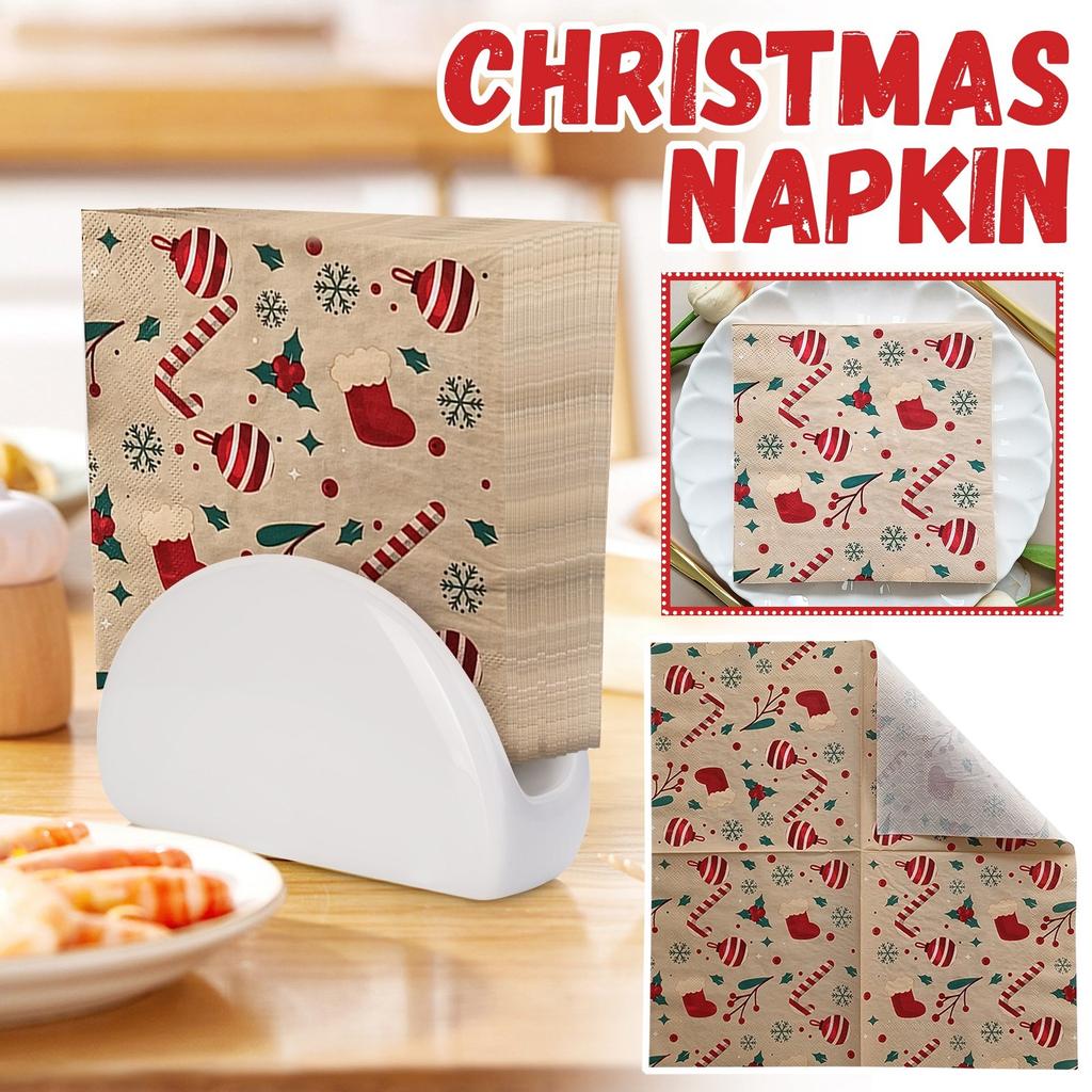 20 листов салфеток с рождественским принтом, подходящих для западных ресторанов и пекарен