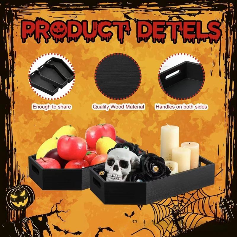 Coffin Shape Black Tray Storage Box Gothic Home Wood Tray Halloween Decoration Birthday Christmasthanksgiving Day Present Gift