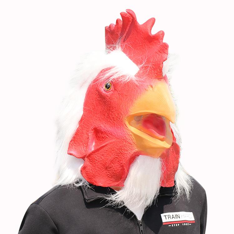 Animal Mask Halloween Furry White Rooster Mask Headgear Masquerade Stage Performance Prop