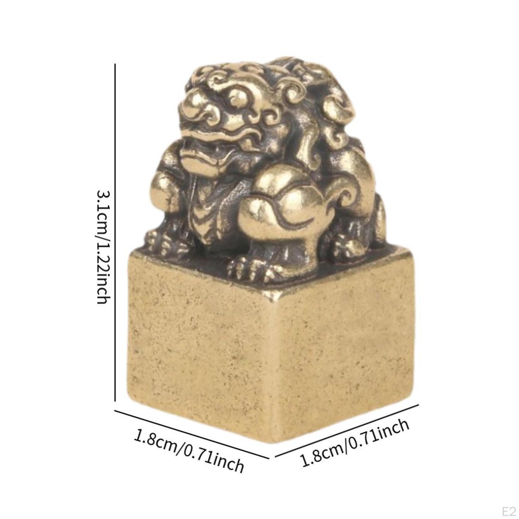 Pixiu Statue Seal Stamp Animal Sculpture Vintage Miniature Figurine Desktop Ornament for Cabinet